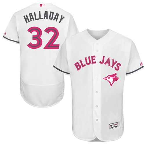 Blue Jays #32 Roy Halladay White Flexbase Authentic Collection Mother's Day Stitched MLB Jersey